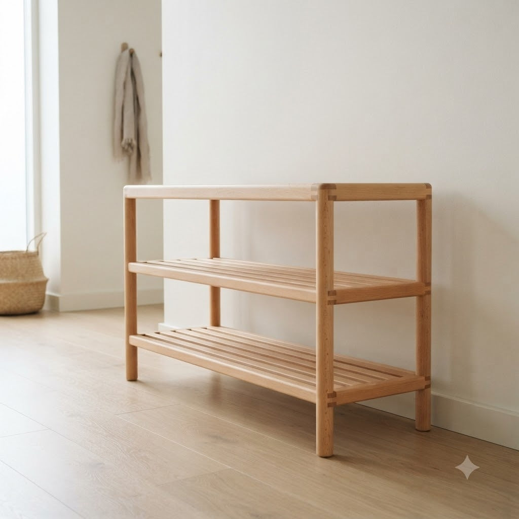 Danish Modern Beech Shoe Rack 137.8 46.5 102.4 139