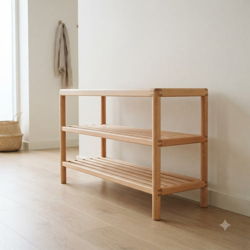 Danish Modern Beech Shoe Rack 137.8 46.5 102.4 139