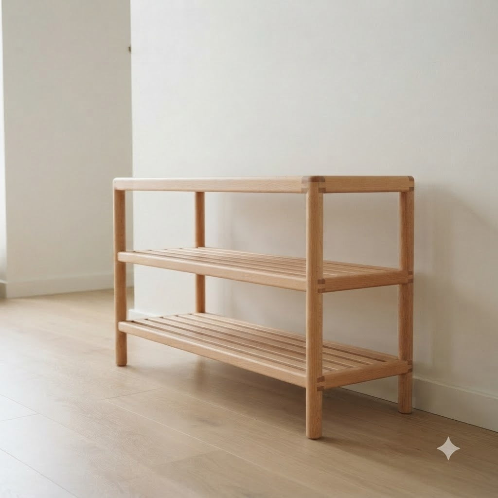 Danish Modern Beech Shoe Rack 137.8 46.5 102.4 139