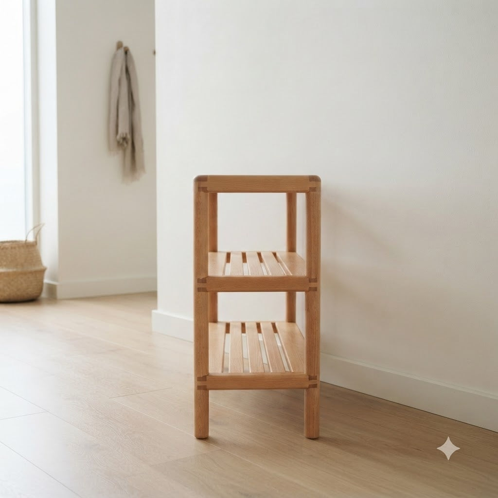 Danish Modern Beech Shoe Rack 137.8 46.5 102.4 139