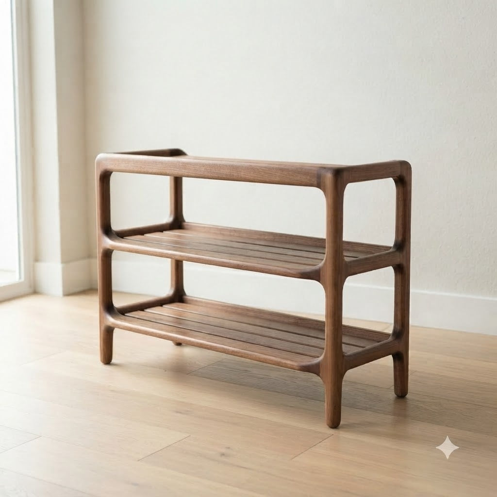 Mid Century Modern Walnut Shoe Rack 143.7 47.2 96.5 199