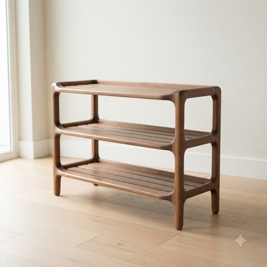 Mid Century Modern Walnut Shoe Rack 143.7 47.2 96.5 199