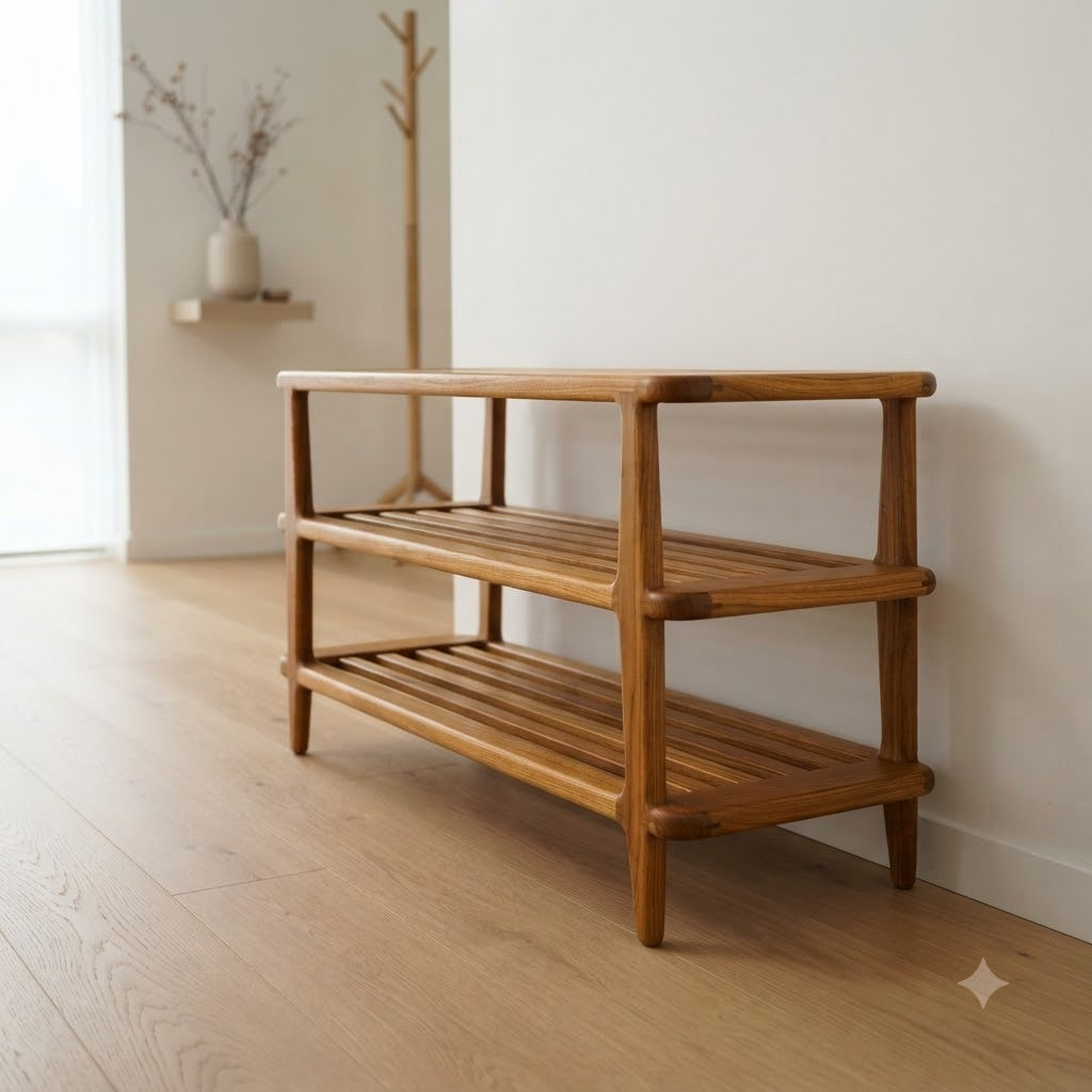 Mid Century Teak Shoe Rack 143.7 47.2 96.5 199