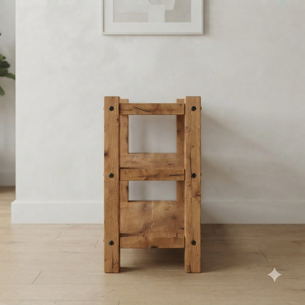 Rustic Alder Shoe Rack 157.5 53.1 110.2 149